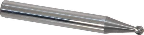 Atrax - 1/8" Cut Diam, 1/4" Shank Diam, Ball Head Single Cut Burr - Carbide, Radius End, 3/32" LOC, 2" OAL - Apex Tool & Supply