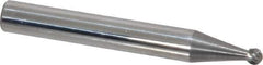 Atrax - 1/8" Cut Diam, 1/4" Shank Diam, Ball Head Single Cut Burr - Carbide, Radius End, 3/32" LOC, 2" OAL - Apex Tool & Supply