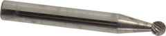 Atrax - 3/16" Cut Diam, 1/4" Shank Diam, Ball Head Single Cut Burr - Carbide, Radius End, 1/8" LOC, 2" OAL - Apex Tool & Supply
