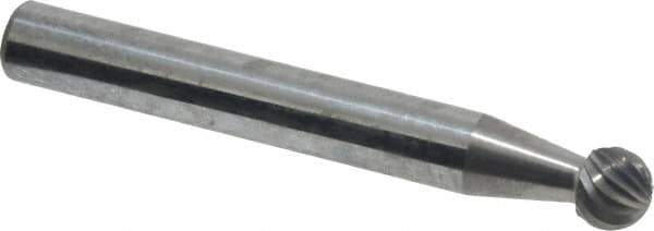 Atrax - 1/4" Cut Diam, 1/4" Shank Diam, Ball Head Single Cut Burr - Carbide, Radius End, 7/32" LOC, 2" OAL - Apex Tool & Supply