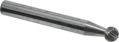 Atrax - 1/4" Cut Diam, 1/4" Shank Diam, Ball Head Single Cut Burr - Carbide, Radius End, 7/32" LOC, 2" OAL - Apex Tool & Supply