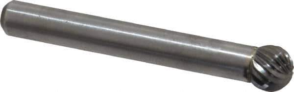 Atrax - 5/16" Cut Diam, 1/4" Shank Diam, Ball Head Single Cut Burr - Carbide, Radius End, 1/4" LOC, 2-1/32" OAL - Apex Tool & Supply