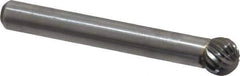 Atrax - 5/16" Cut Diam, 1/4" Shank Diam, Ball Head Single Cut Burr - Carbide, Radius End, 1/4" LOC, 2-1/32" OAL - Apex Tool & Supply