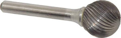 Atrax - 3/4" Cut Diam, 1/4" Shank Diam, Ball Head Single Cut Burr - Carbide, Radius End, 11/16" LOC, 2-1/2" OAL - Apex Tool & Supply