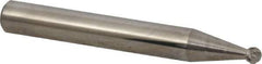 Atrax - 1/8" Cut Diam, 1/4" Shank Diam, Ball Head Double Cut Burr - Carbide, Radius End, 3/32" LOC, 2" OAL - Apex Tool & Supply