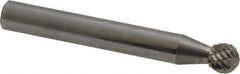 Atrax - 1/4" Cut Diam, 1/4" Shank Diam, Ball Head Double Cut Burr - Carbide, Radius End, 7/32" LOC, 2" OAL - Apex Tool & Supply