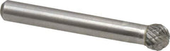 Atrax - 5/16" Cut Diam, 1/4" Shank Diam, Ball Head Double Cut Burr - Carbide, Radius End, 1/4" LOC, 2-1/32" OAL - Apex Tool & Supply