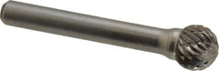 Atrax - 7/16" Cut Diam, 1/4" Shank Diam, Ball Head Double Cut Burr - Carbide, Radius End, 3/8" LOC, 2-3/16" OAL - Apex Tool & Supply