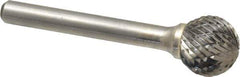 Atrax - 5/8" Cut Diam, 1/4" Shank Diam, Ball Head Double Cut Burr - Carbide, Radius End, 9/16" LOC, 2-5/16" OAL - Apex Tool & Supply
