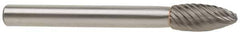 SGS Pro - 3/4" Cut Diam, 1/4" Shank Diam, Flame Head Single Cut Burr - Carbide, Radius End, 1-5/8" LOC - Apex Tool & Supply