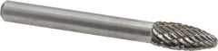 Atrax - 5/16" Cut Diam, 1/4" Shank Diam, Flame Head Double Cut Burr - Carbide, Radius End, 3/4" LOC, 2-1/2" OAL - Apex Tool & Supply