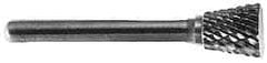 M.A. Ford - 5/8" Cut Diam, 1/4" Shank Diam, Inverted Cone Head Single Cut Burr - Carbide, Flat End, 3/4" LOC, 2-3/4" OAL - Apex Tool & Supply