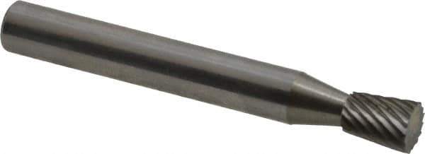 Atrax - 1/4" Cut Diam, 1/4" Shank Diam, Inverted Cone Head Single Cut Burr - Carbide, Flat End, 5/16" LOC, 2" OAL - Apex Tool & Supply