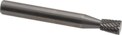 Atrax - 1/4" Cut Diam, 1/4" Shank Diam, Inverted Cone Head Double Cut Burr - Carbide, Flat End, 5/16" LOC, 2" OAL - Apex Tool & Supply