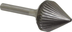 Atrax - 1" Cut Diam, 1/4" Shank Diam, Taper Head Single Cut Burr - Carbide, Radius End, 15/16" LOC, 2-9/16" OAL - Apex Tool & Supply