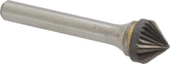 Atrax - 1/2" Cut Diam, 1/4" Shank Diam, Cone Head Single Cut Burr - Carbide, Point End, 1/4" LOC - Apex Tool & Supply
