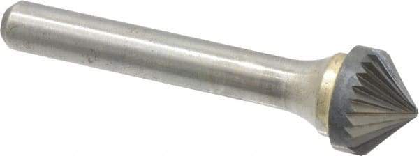 Atrax - 1/2" Cut Diam, 1/4" Shank Diam, Cone Head Single Cut Burr - Carbide, Point End, 1/4" LOC, 2" OAL - Apex Tool & Supply