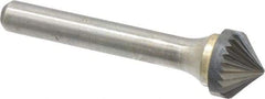 Atrax - 1/2" Cut Diam, 1/4" Shank Diam, Cone Head Single Cut Burr - Carbide, Point End, 1/4" LOC, 2" OAL - Apex Tool & Supply