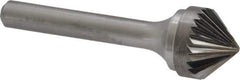 Atrax - 5/8" Cut Diam, 1/4" Shank Diam, Cone Head Single Cut Burr - Carbide, Point End, 5/16" LOC, 2-1/16" OAL - Apex Tool & Supply
