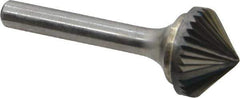 Atrax - 3/4" Cut Diam, 1/4" Shank Diam, Cone Head Single Cut Burr - Carbide, Point End, 3/8" LOC, 2-1/8" OAL - Apex Tool & Supply