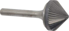 Atrax - 1" Cut Diam, 1/4" Shank Diam, Cone Head Single Cut Burr - Carbide, Point End, 1/2" LOC, 2-1/4" OAL - Apex Tool & Supply