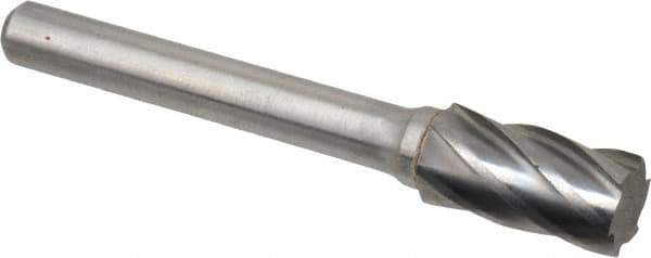 Atrax - 3/8" Cut Diam, 1/4" Shank Diam, Cylinder Head Fluted Cut Burr - Flat End, 3/4" LOC, 2-1/2" OAL - Apex Tool & Supply