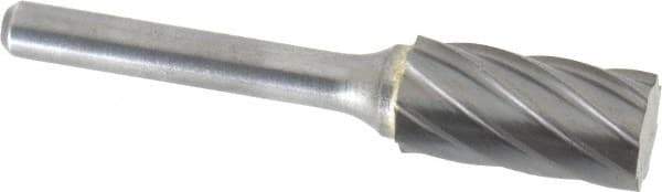 Atrax - 1/2" Cut Diam, 1/4" Shank Diam, Cylinder Head Fluted Cut Burr - Flat End, 1" LOC, 2-3/4" OAL - Apex Tool & Supply