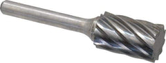 Atrax - 5/8" Cut Diam, 1/4" Shank Diam, Cylinder Head Fluted Cut Burr - Flat End, 1" LOC, 2-3/4" OAL - Apex Tool & Supply