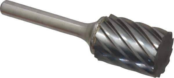 Atrax - 3/4" Cut Diam, 1/4" Shank Diam, Cylinder Head Fluted Cut Burr - Flat End, 1" LOC, 2-3/4" OAL - Apex Tool & Supply