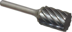 Atrax - 3/4" Cut Diam, 1/4" Shank Diam, Cylinder Head Fluted Cut Burr - Flat End, 1" LOC, 2-3/4" OAL - Apex Tool & Supply