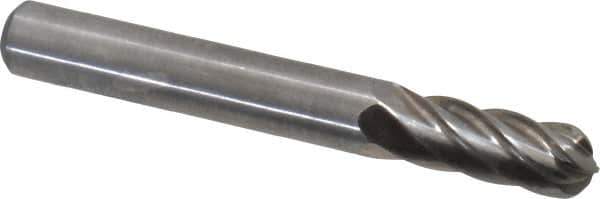 Atrax - 1/4" Cut Diam, 1/4" Shank Diam, Cylinder with Radius Head Fluted Cut Burr - Radius End, 5/8" LOC, 2" OAL - Apex Tool & Supply