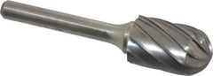 Atrax - 5/8" Cut Diam, 1/4" Shank Diam, Cylinder with Radius Head Fluted Cut Burr - Radius End, 1" LOC, 2-3/4" OAL - Apex Tool & Supply