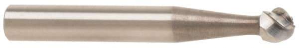 M.A. Ford - 1/2" Cut Diam, 1/4" Shank Diam, Ball Head Single Cut Burr - Carbide, Radius End, 7/16" LOC, 2-7/16" OAL - Apex Tool & Supply