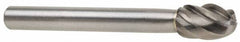 SGS Pro - 3/4" Cut Diam, 3/8" Shank Diam, Oval Head Single Cut Burr - Carbide, Radius End, 1" LOC, 3" OAL - Apex Tool & Supply