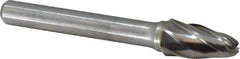 Atrax - 3/8" Cut Diam, 1/4" Shank Diam, Tree with Radius Head Fluted Cut Burr - Radius End, 3/4" LOC, 2-1/2" OAL - Apex Tool & Supply