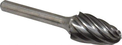 Atrax - 5/8" Cut Diam, 1/4" Shank Diam, Tree with Radius Head Fluted Cut Burr - Radius End, 1" LOC, 2-3/4" OAL - Apex Tool & Supply
