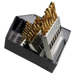 ‎1/16-1/2 RHS / RHC HSS 118 Degree Radial Point General Purpose Jobber Length Drill Set - TiN