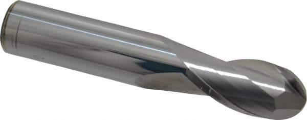Atrax - 5/8" Diam, 1-1/4" LOC, 2 Flute Solid Carbide Ball End Mill - Uncoated, Single End, 3-1/2" OAL, 5/8" Shank Diam - Apex Tool & Supply