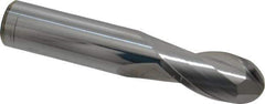 Atrax - 5/8" Diam, 1-1/4" LOC, 2 Flute Solid Carbide Ball End Mill - Uncoated, Single End, 3-1/2" OAL, 5/8" Shank Diam - Apex Tool & Supply