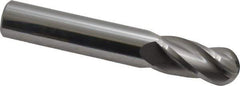 Atrax - 9/16" Diam, 1-1/8" LOC, 4 Flute Solid Carbide Ball End Mill - Uncoated, Single End, 3-1/2" OAL, 9/16" Shank Diam - Apex Tool & Supply