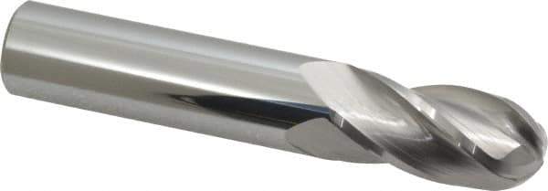 Atrax - 5/8" Diam, 1-1/4" LOC, 4 Flute Solid Carbide Ball End Mill - Uncoated, Single End, 3-1/2" OAL, 5/8" Shank Diam - Apex Tool & Supply