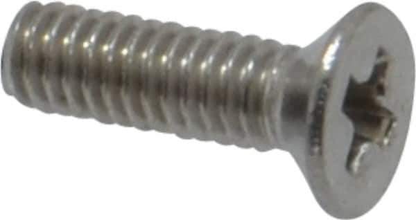 Value Collection - M2.5x0.45 Metric Coarse, 8mm OAL Phillips Drive Machine Screw - Flat Head, Grade 18-8 & A2 Stainless Steel, Uncoated, Without Washer - Apex Tool & Supply