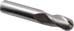 Atrax - 5/8" Diam, 1-1/4" LOC, 3 Flute Solid Carbide Ball End Mill - Uncoated, Single End, 3-1/2" OAL, 5/8" Shank Diam - Apex Tool & Supply