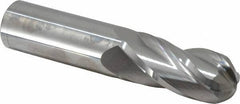 Atrax - 1" Diam, 2-1/4" LOC, 4 Flute Solid Carbide Ball End Mill - Uncoated, Single End, 5" OAL, 1" Shank Diam - Apex Tool & Supply