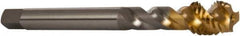 OSG - 1/2-13 UNC 3 Flute 2B Modified Bottoming Spiral Flute Tap - Vanadium High Speed Steel, TiN Finish, 110mm OAL, Right Hand Flute, Right Hand Thread - Apex Tool & Supply