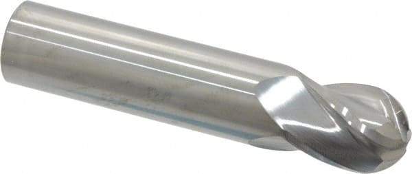 Atrax - 5/8" Diam, 3/4" LOC, 4 Flute Solid Carbide Ball End Mill - Uncoated, Single End, 3" OAL, 5/8" Shank Diam - Apex Tool & Supply