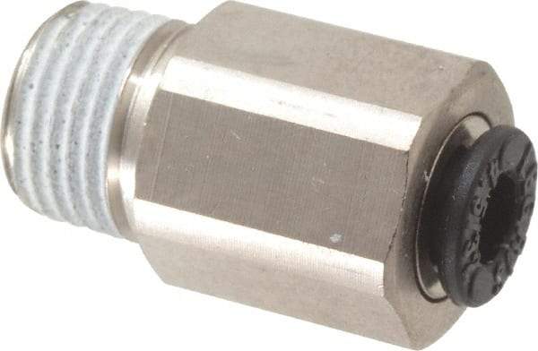 Legris - 5/32" Outside Diam, 1/8 NPT, Nickel Plated Brass Push-to-Connect Tube Self-Sealing Male Connector - 145 Max psi, Tube to Male NPT, Buna-N O-Ring - Apex Tool & Supply