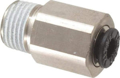 Legris - 5/32" Outside Diam, 1/8 NPT, Nickel Plated Brass Push-to-Connect Tube Self-Sealing Male Connector - 145 Max psi, Tube to Male NPT, Buna-N O-Ring - Apex Tool & Supply