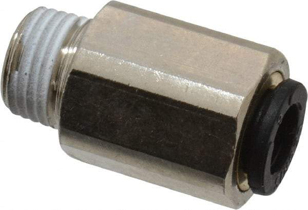 Legris - 6mm Outside Diam, 1/8 BSPT, Nickel Plated Brass Push-to-Connect Tube Self-Sealing Male Connector - 145 Max psi, Tube to Male BSPT, Buna-N O-Ring - Apex Tool & Supply