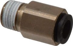 Legris - 1/4" Outside Diam, 1/8 NPT, Nickel Plated Brass Push-to-Connect Tube Self-Sealing Male Connector - 145 Max psi, Tube to Male NPT, Buna-N O-Ring - Apex Tool & Supply